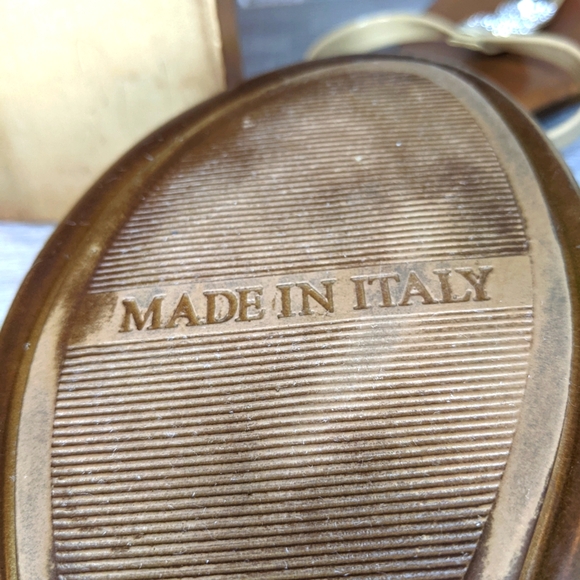 Toscanella Dazzler Tan Gold Embellished Sandals Made in Italy, 8 - Picture 8 of 9